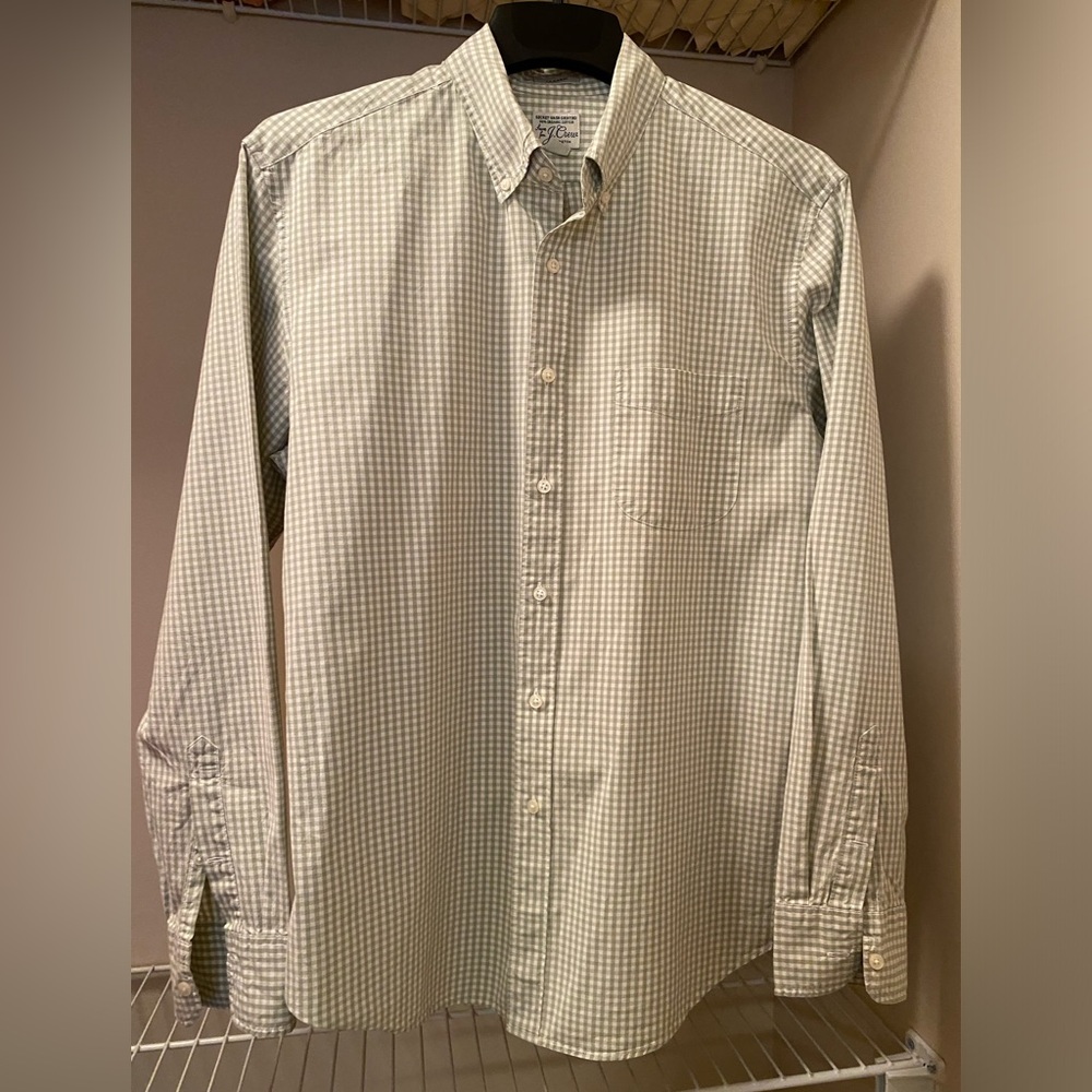 Men’s Classic J. Crew stretch long sleeve light green button up shirt size L